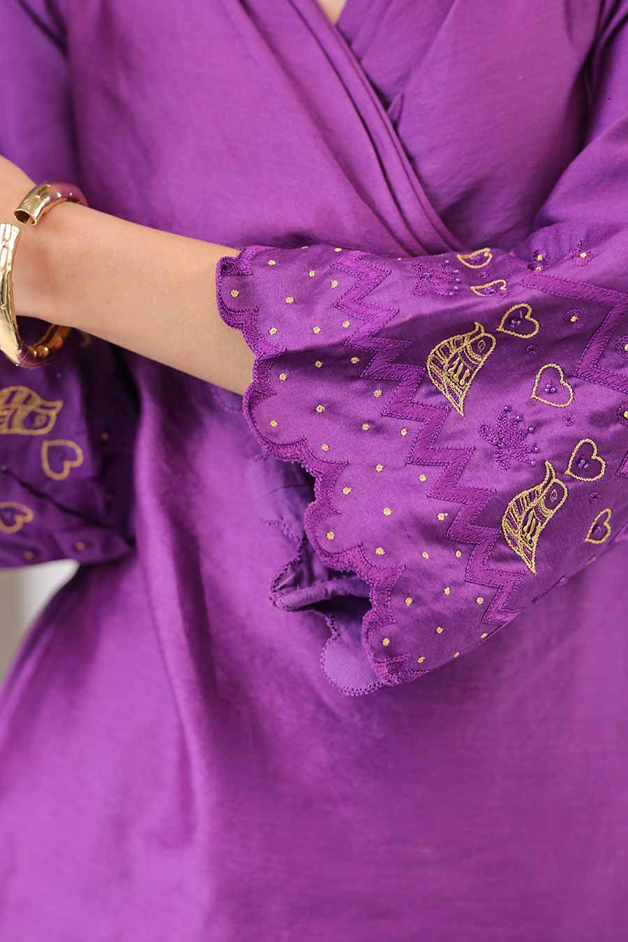 Purple Panelled Kurta & Pant Set