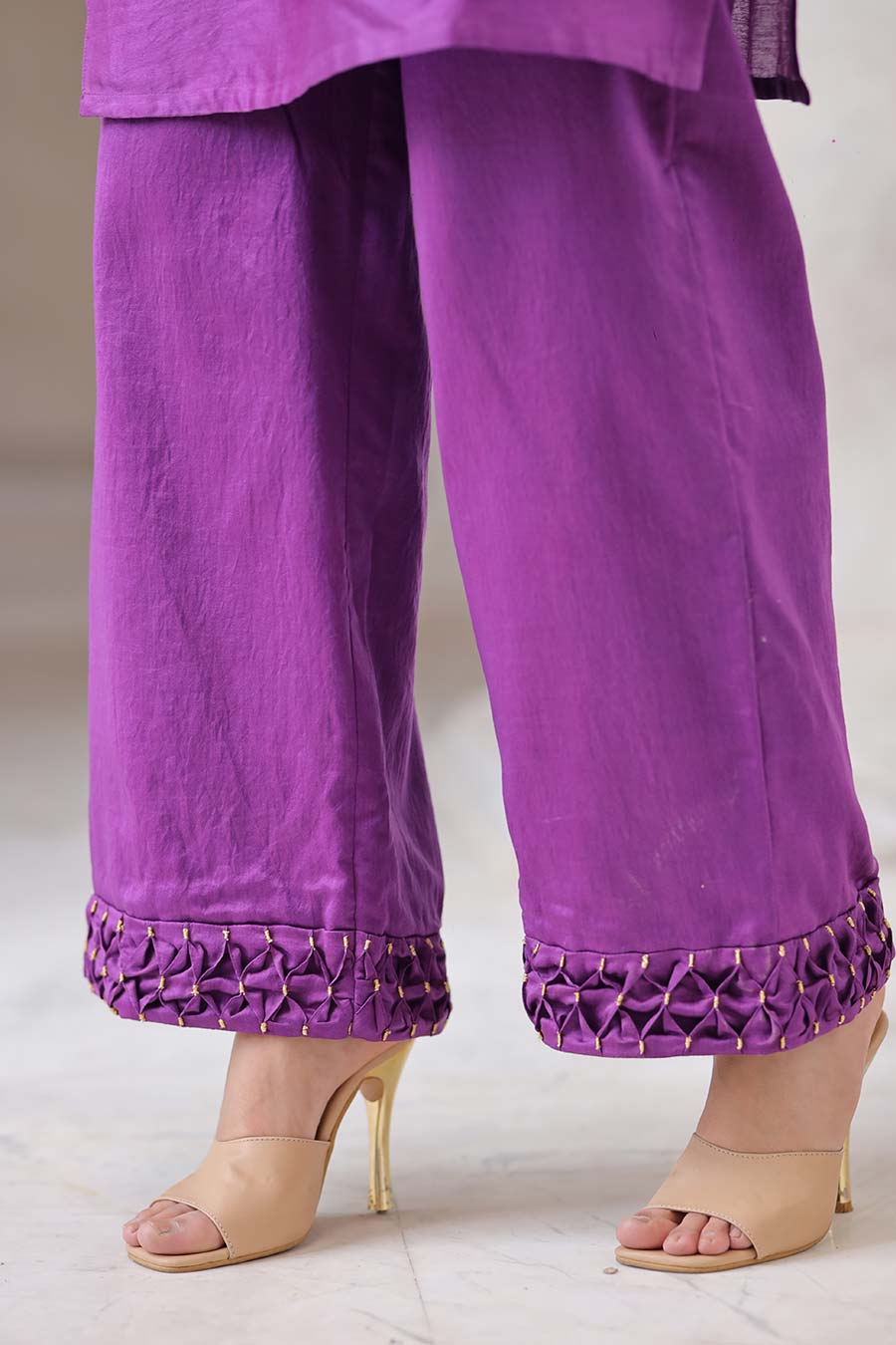 Purple Panelled Kurta & Pant Set