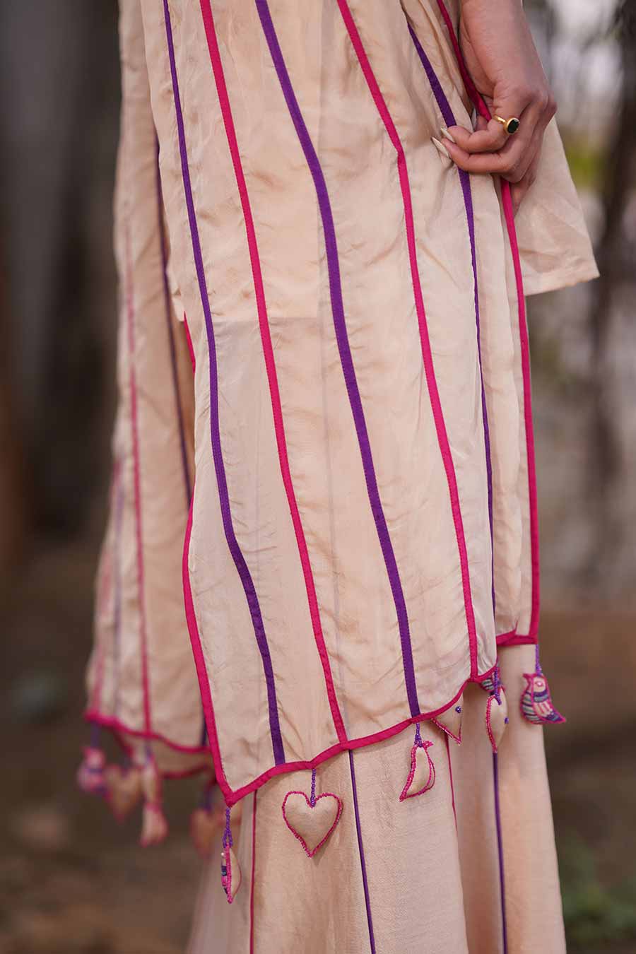 Beige Embroidered Sharara Set