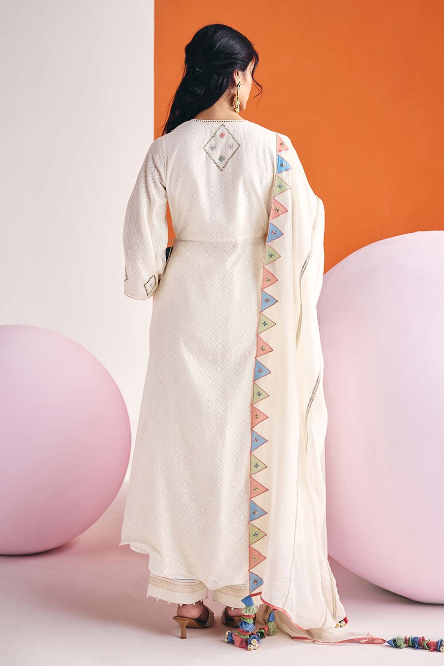 Ivory Jacquard Embroidered Angrakha Set