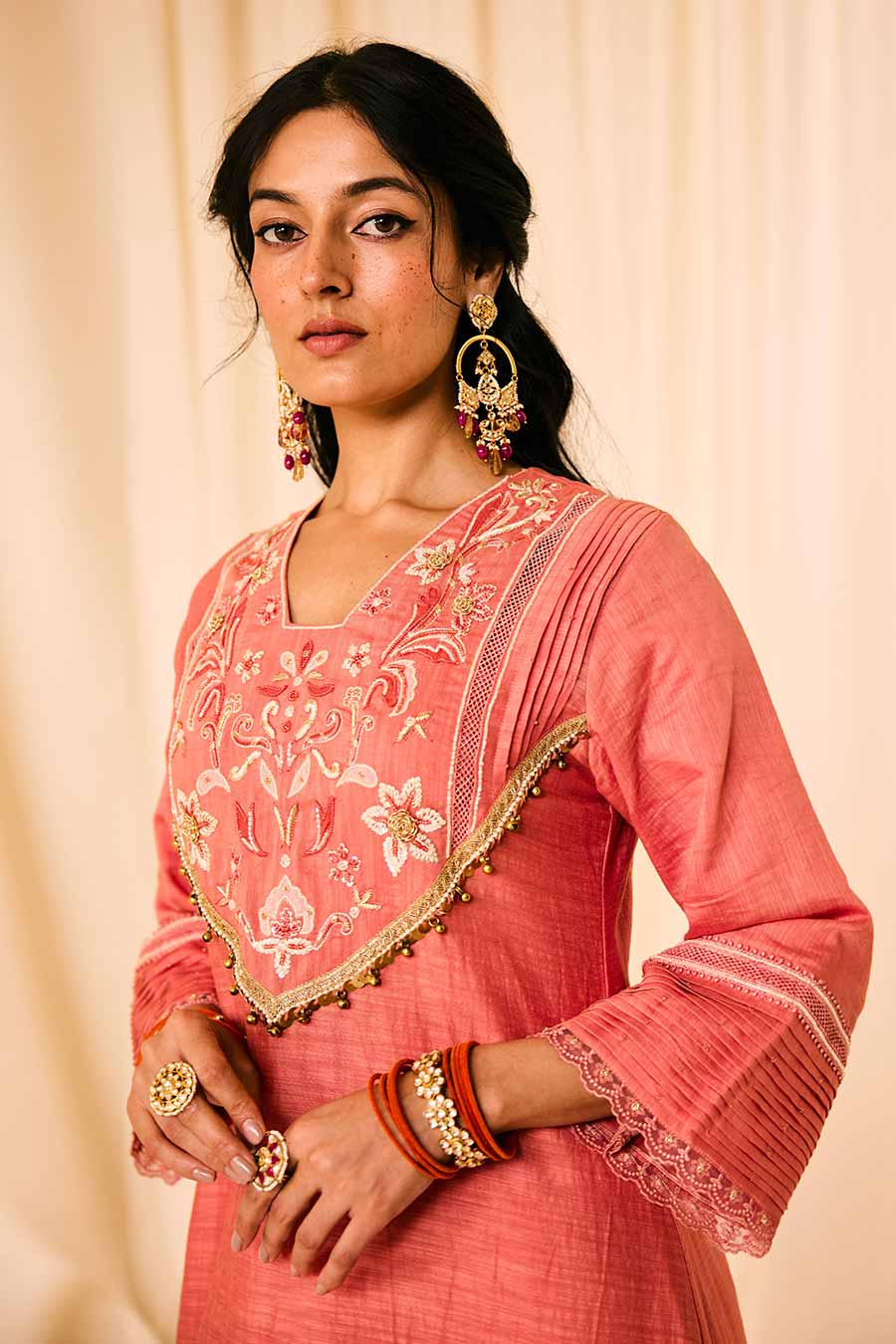 Pink Embroidered Kurta Set