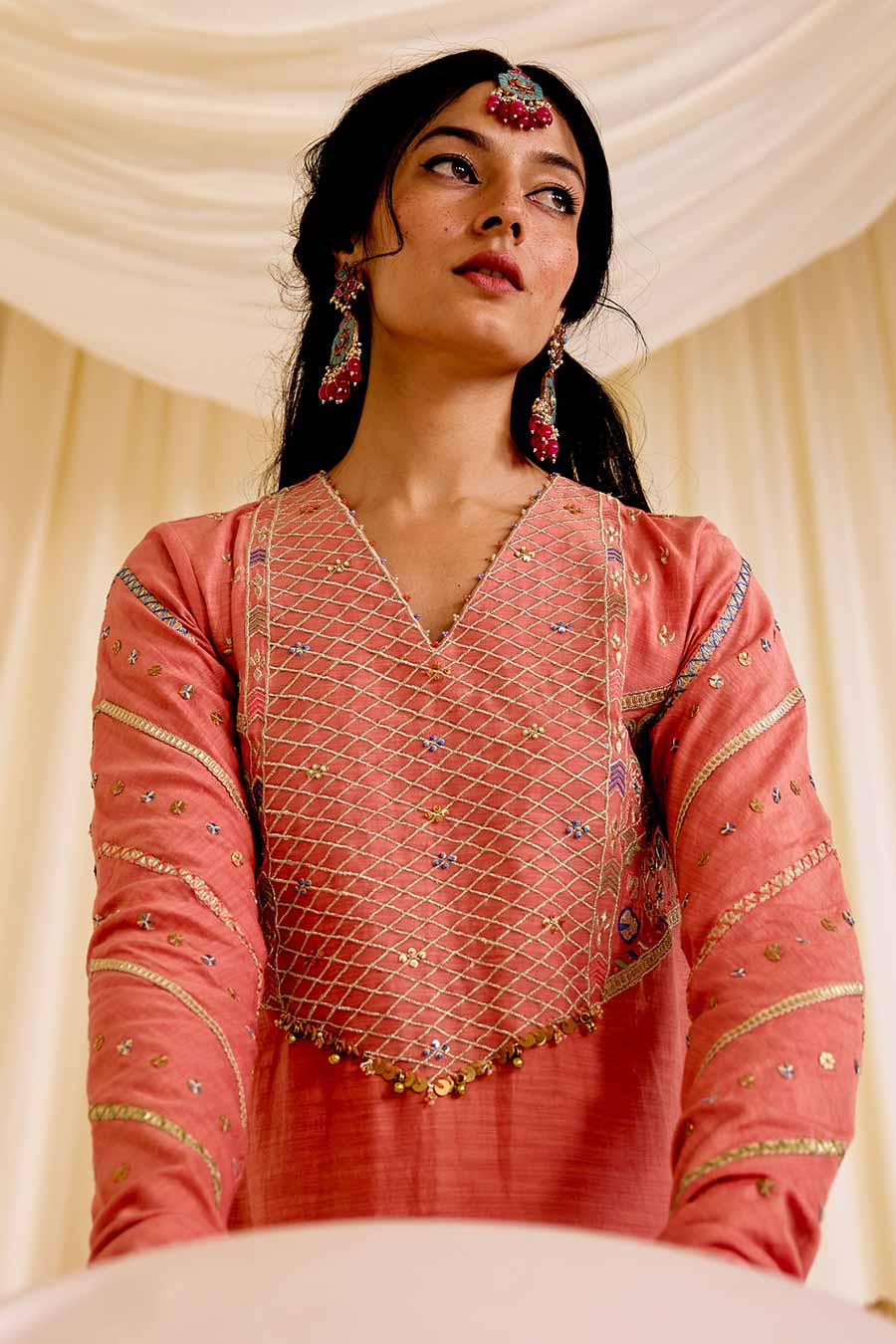 Pink Embroidered Anarkali Set