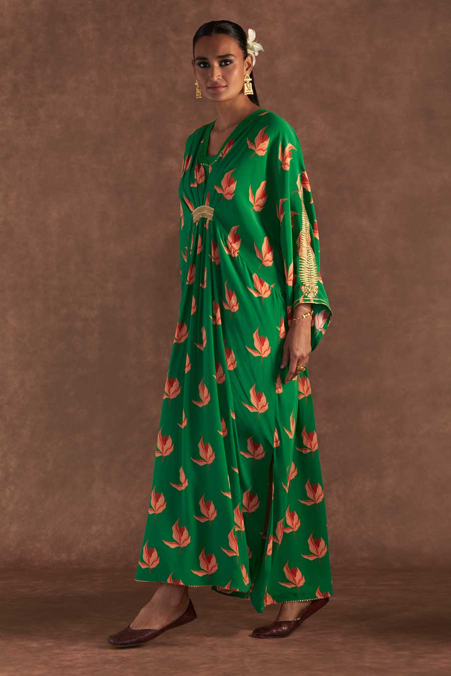 Green Nectar Cup Embroidered Kaftan