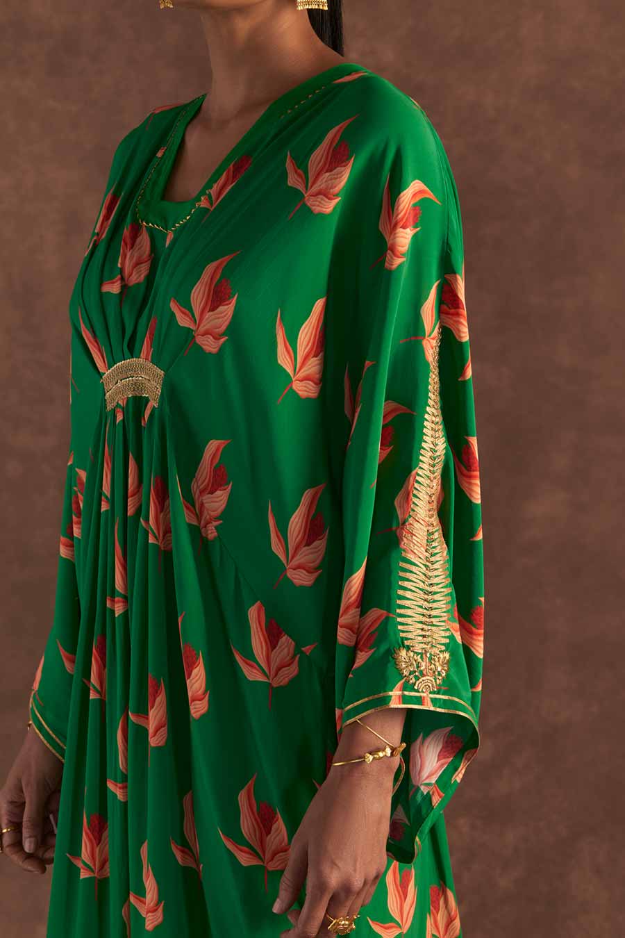 Green Nectar Cup Embroidered Kaftan