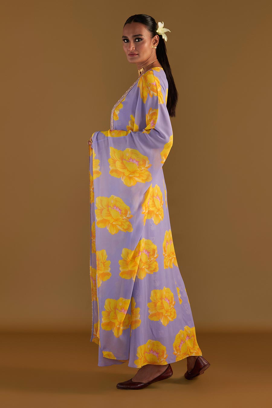 Lilac Sunshine Mimosa Overlay Kaftan With Slip Dress