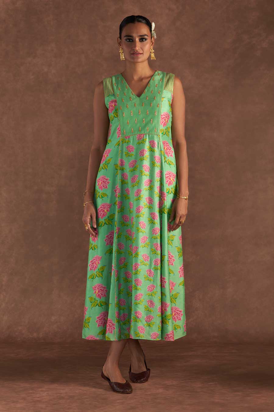 Sea Green Grace Embroidered Kurta Dress