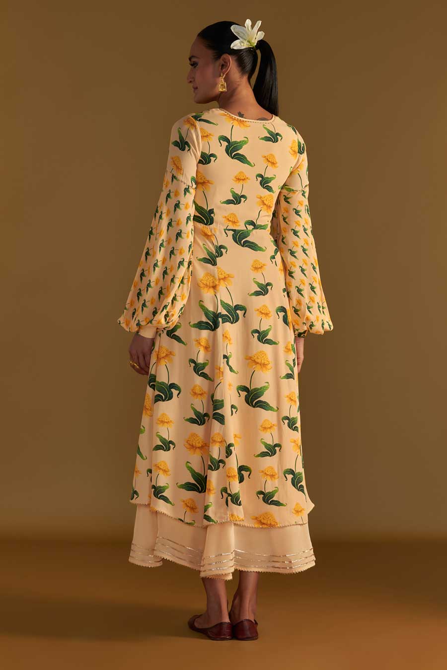 Vanilla Poppy Petal Embroidered Kurta Dress
