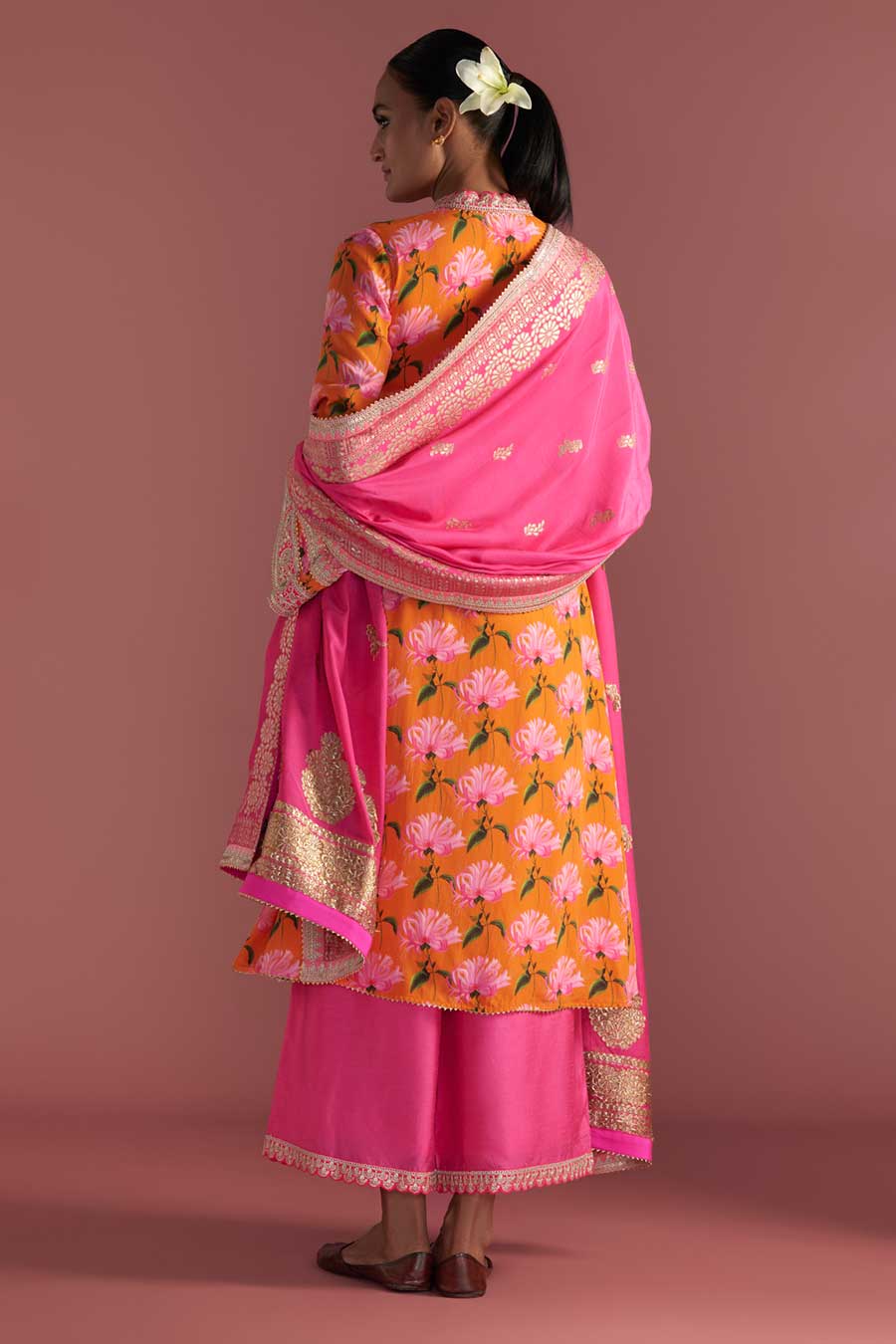 Orange Mist Embellished Kurta & Culotte Set