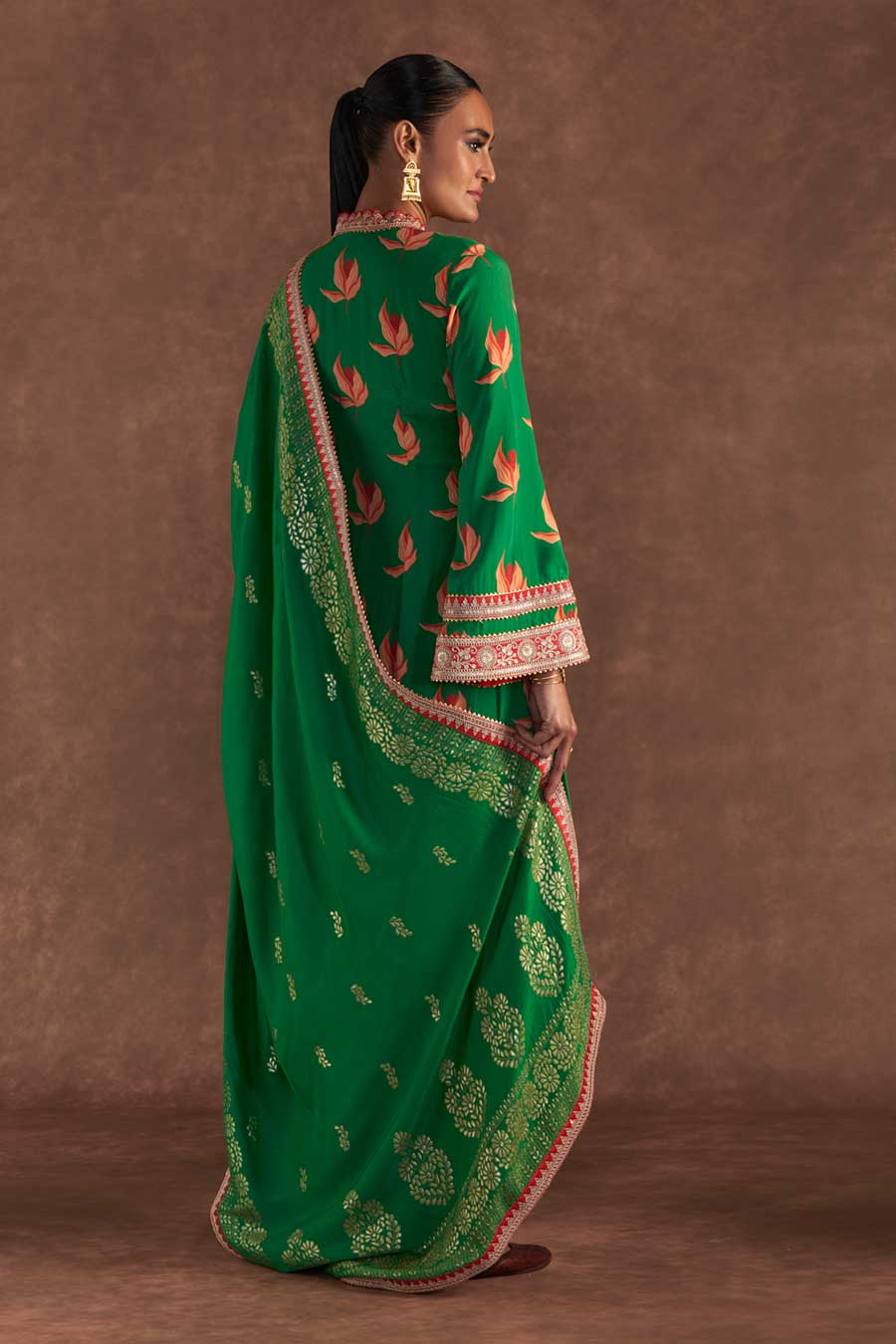 Green Nectar Cup Embellished Kurta & Culotte Set