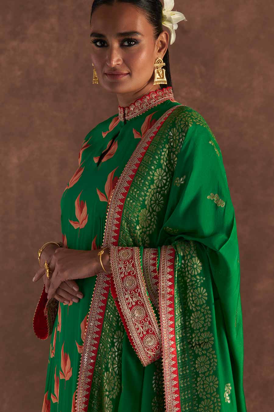 Green Nectar Cup Embellished Kurta & Culotte Set