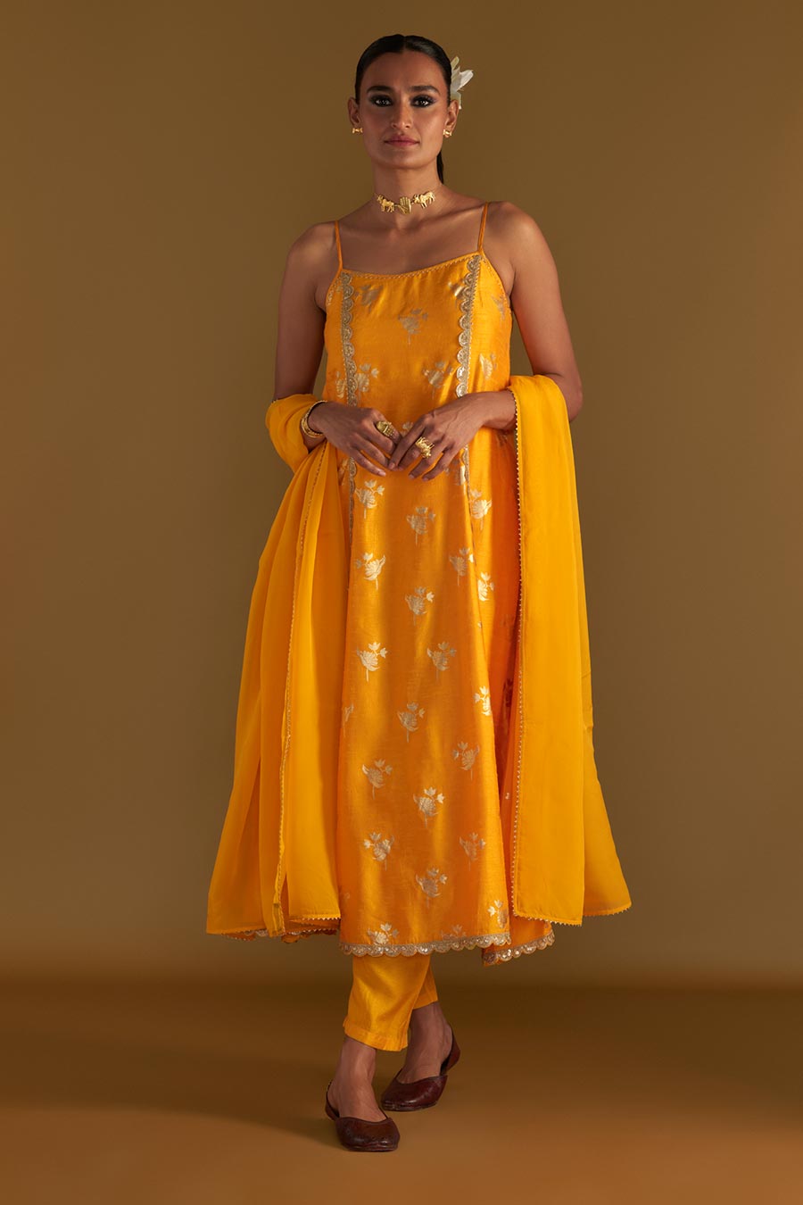 Yellow Irisbud Embroidered Anarkali Set