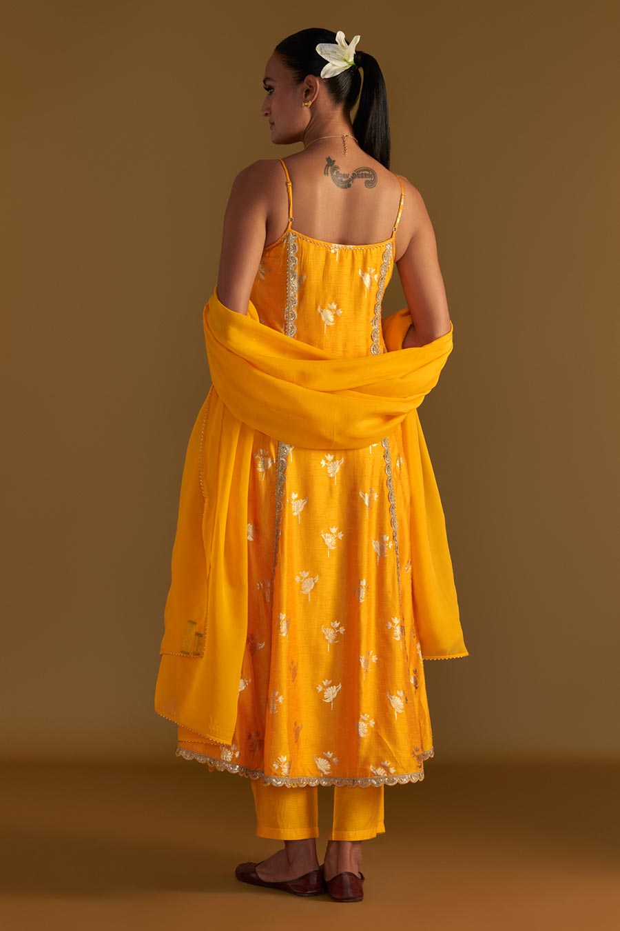 Yellow Irisbud Embroidered Anarkali Set