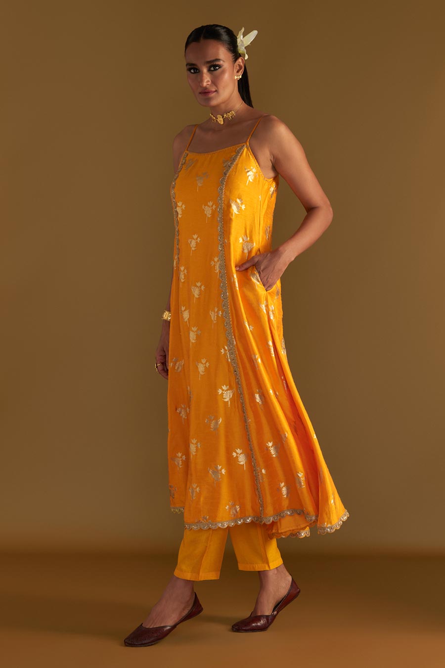 Yellow Irisbud Embroidered Anarkali Set