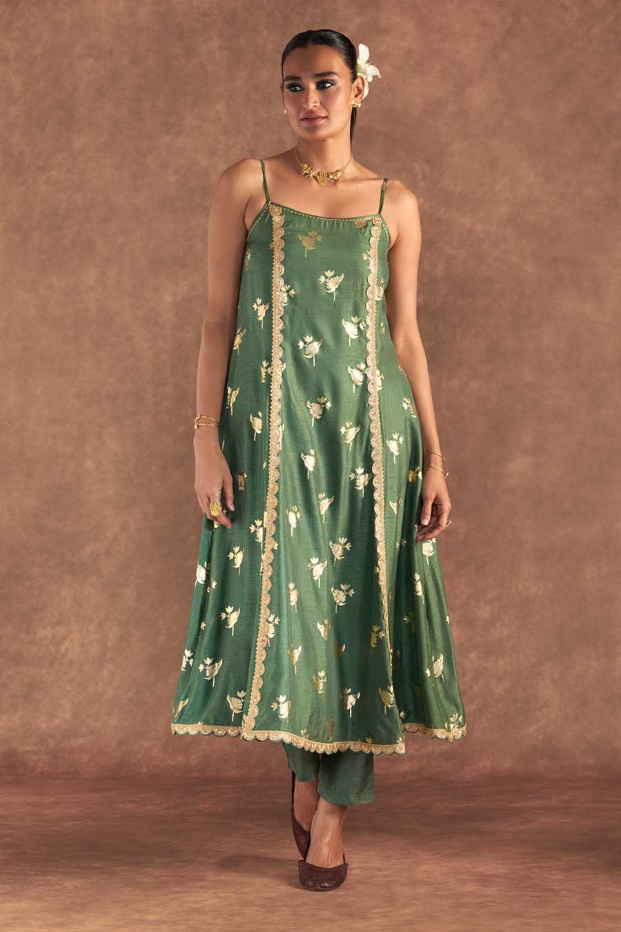 Moss Green Irisbud Embroidered Anarkali Set