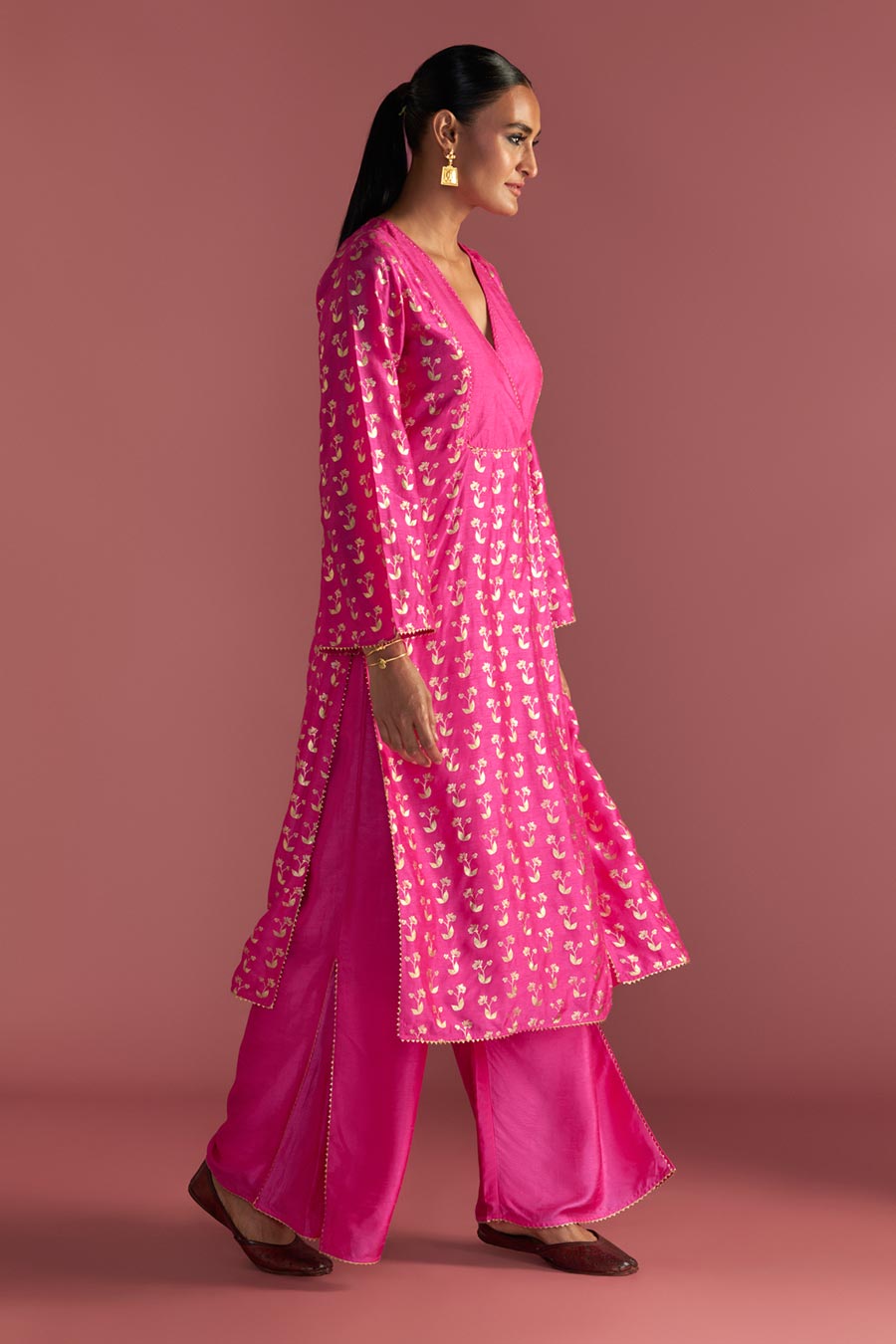 Magenta Springbud Embroidered Kurta & Culotte Set