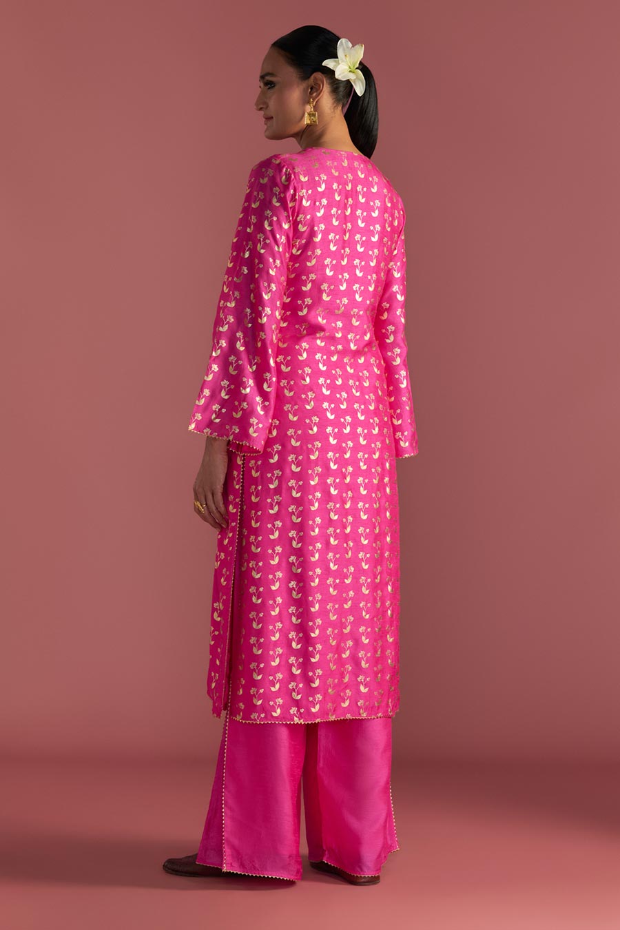 Magenta Springbud Embroidered Kurta & Culotte Set