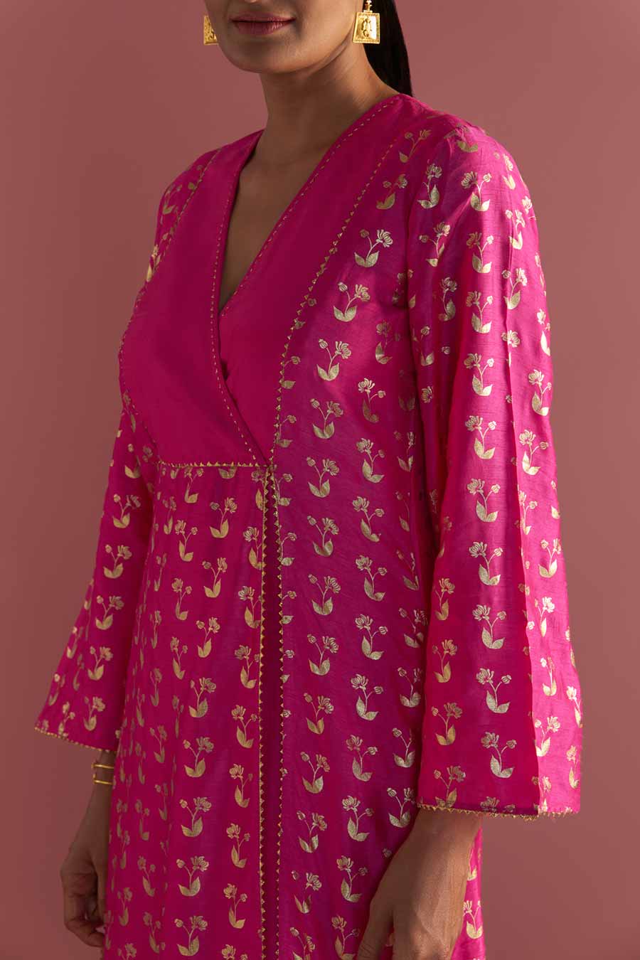 Magenta Springbud Embroidered Kurta & Culotte Set