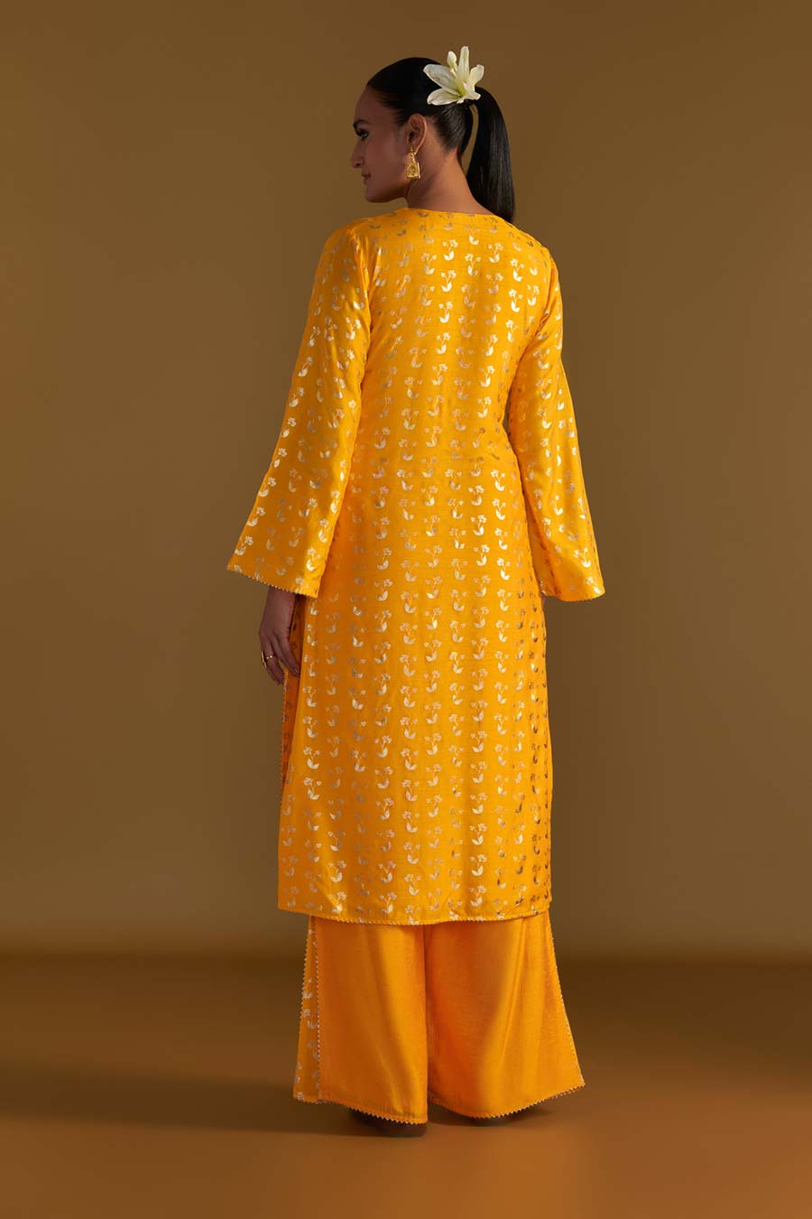 Yellow Springbud Embroidered Kurta & Culotte Set