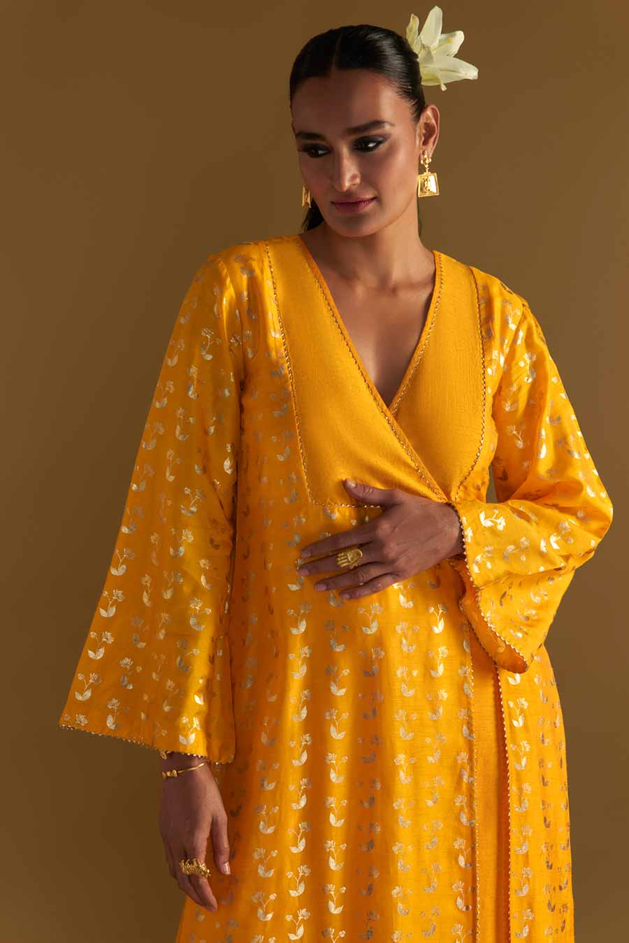 Yellow Springbud Embroidered Kurta & Culotte Set