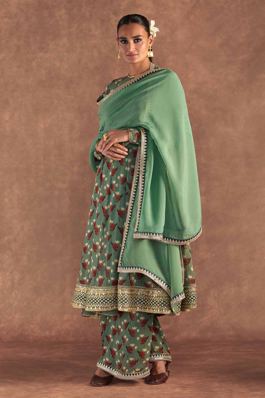 Green Irisbud Embroidered Kurta Set