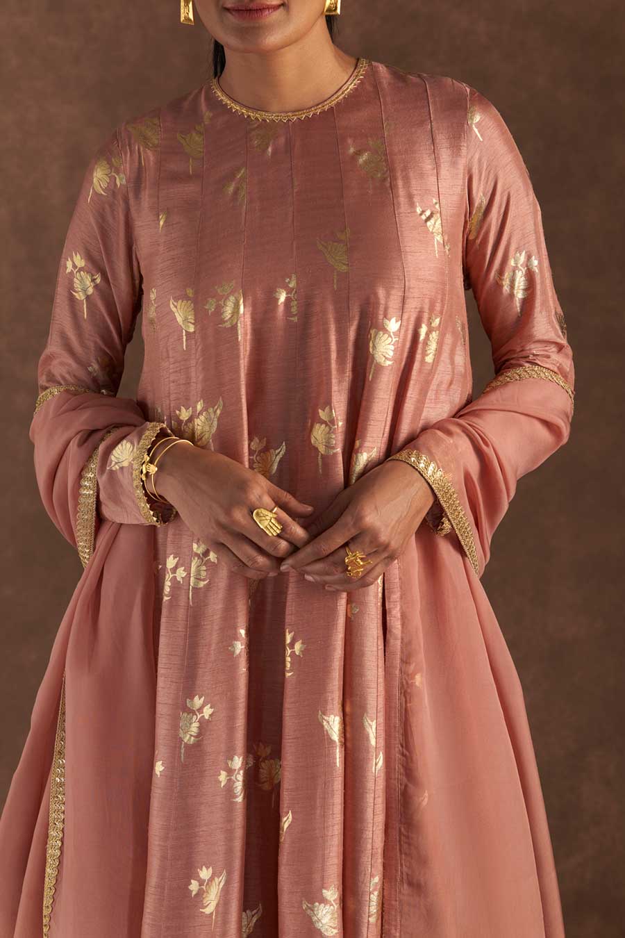 Salmon Irisbud Embroidered Kurta Set