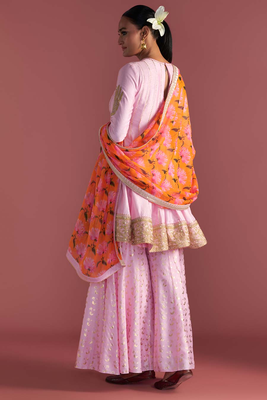 Baby Pink Springbud Embroidered Sharara Set