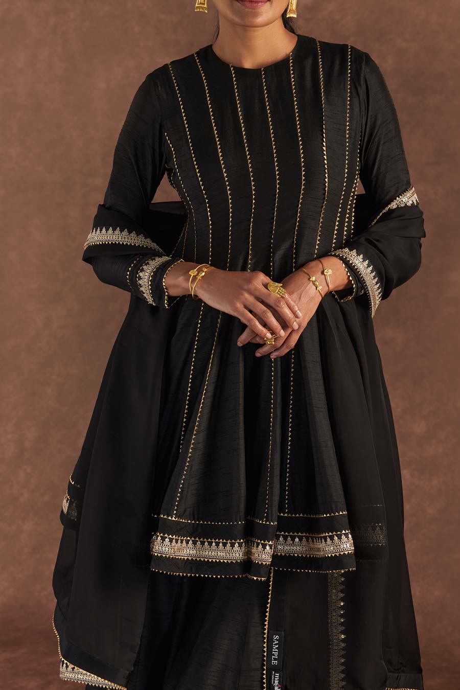 Black Embroidered Sharara Set