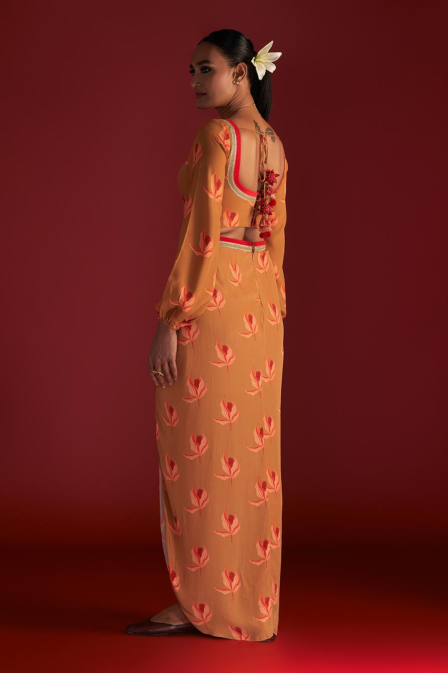 Caramel Nectar Cup Top & Drape Skirt Set