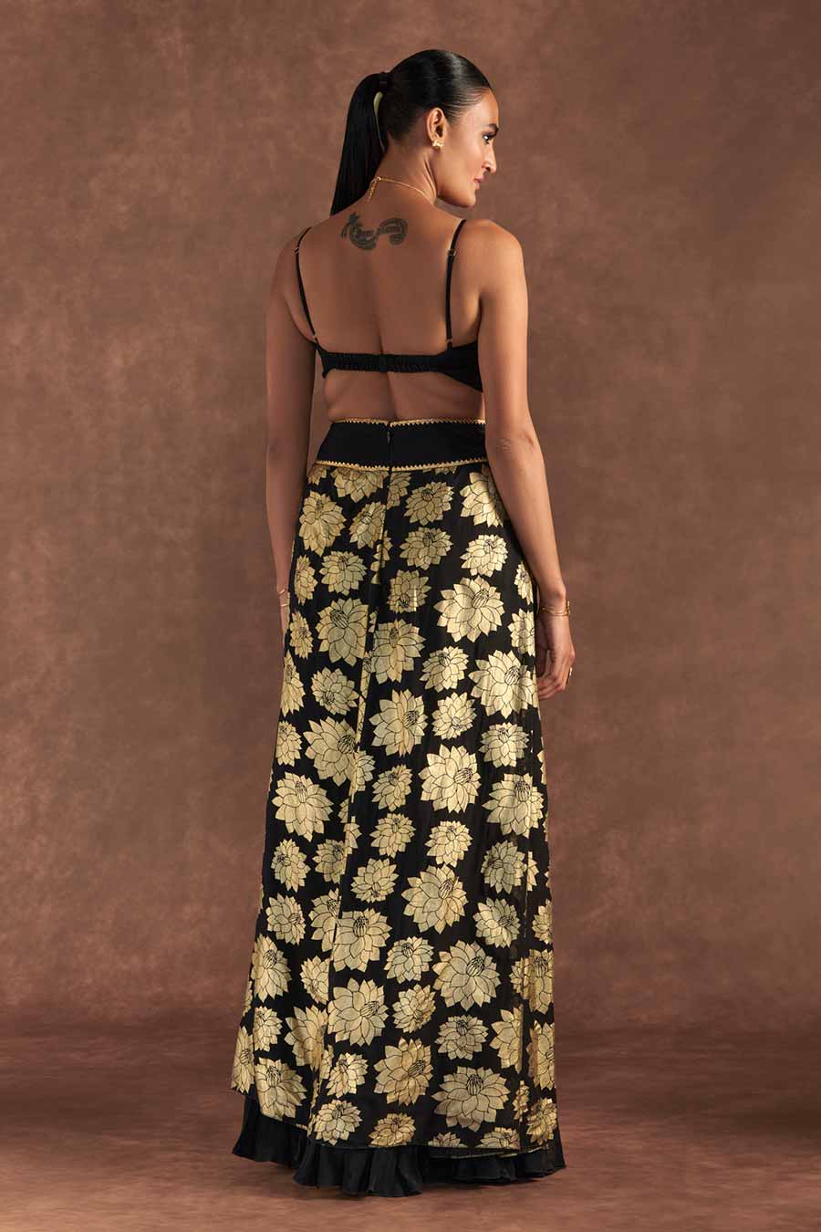 Black Berrybloom Top & Layered Skirt Set
