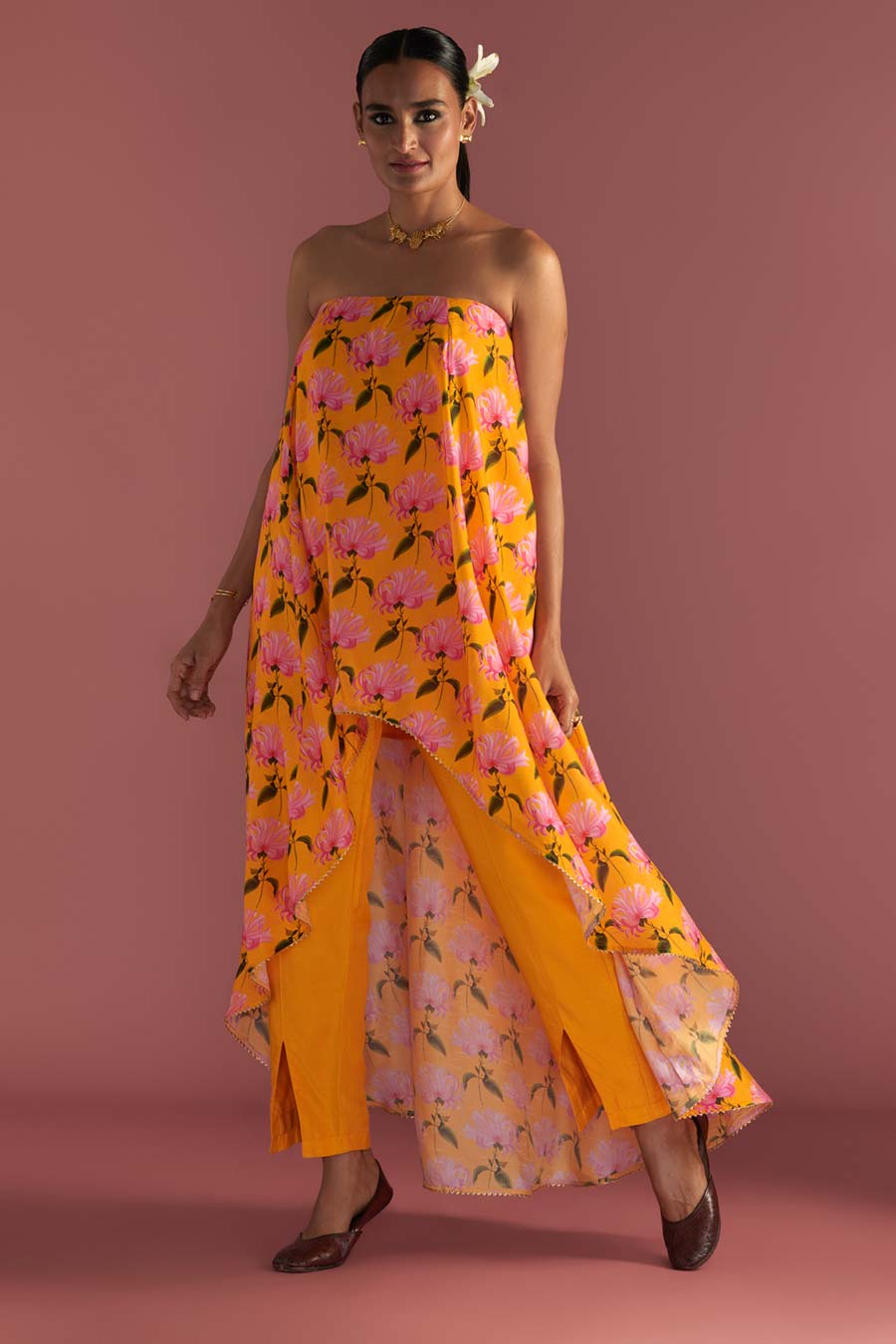 Yellow Sunshine Mist Tube Top Co-Ord Set