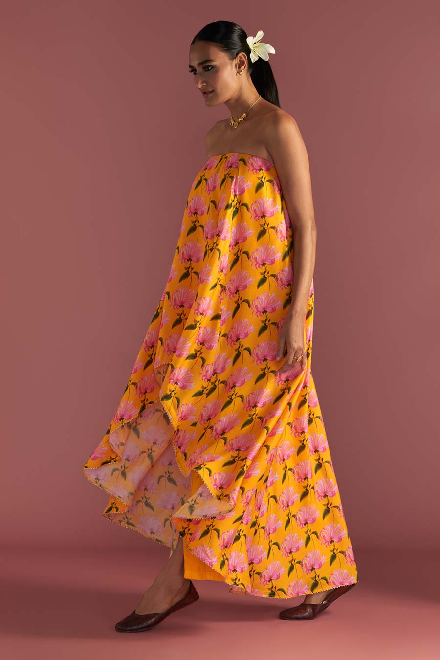 Yellow Sunshine Mist Tube Top Co-Ord Set