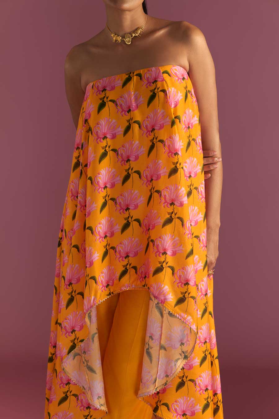 Yellow Sunshine Mist Tube Top Co-Ord Set