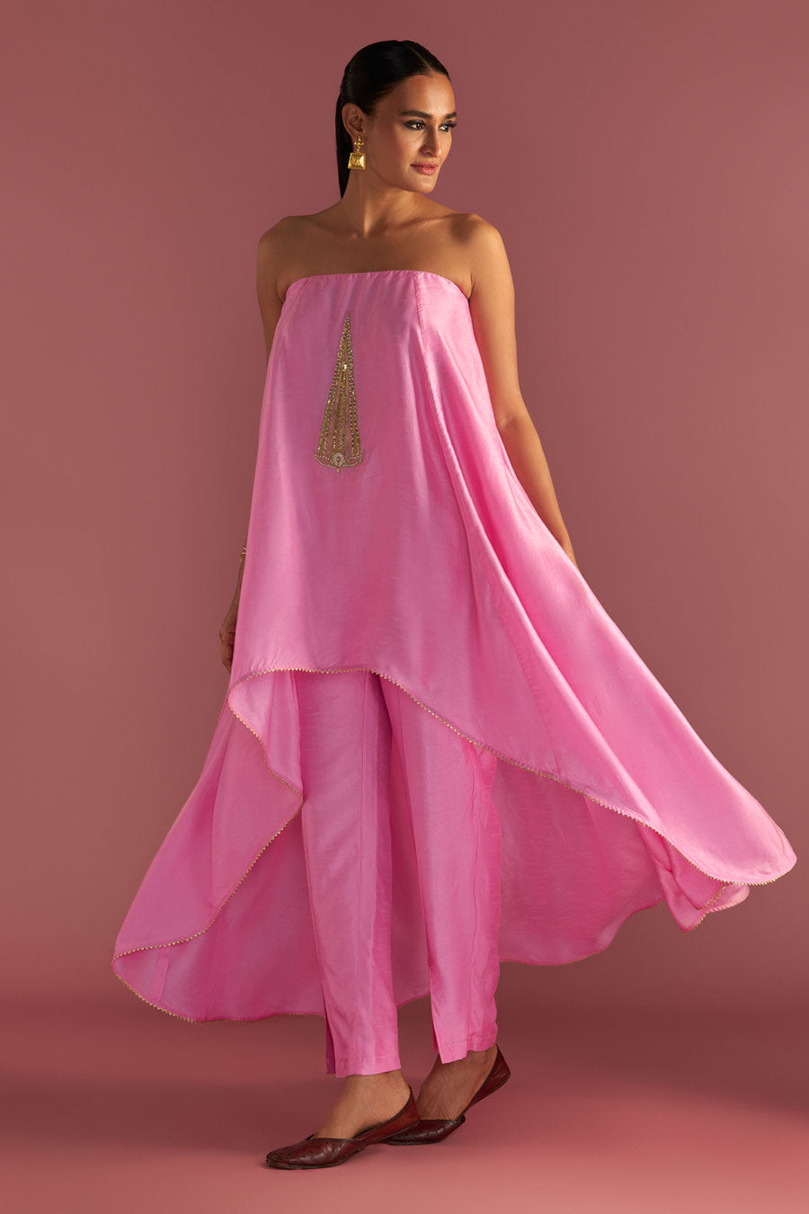 Pink 'Paan-Patti' Tube Top Co-Ord Set