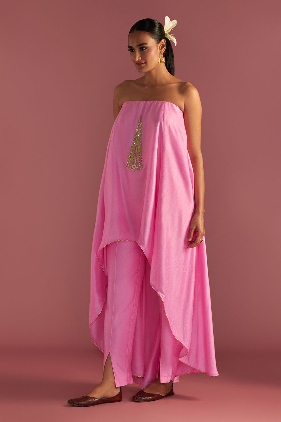 Pink 'Paan-Patti' Tube Top Co-Ord Set