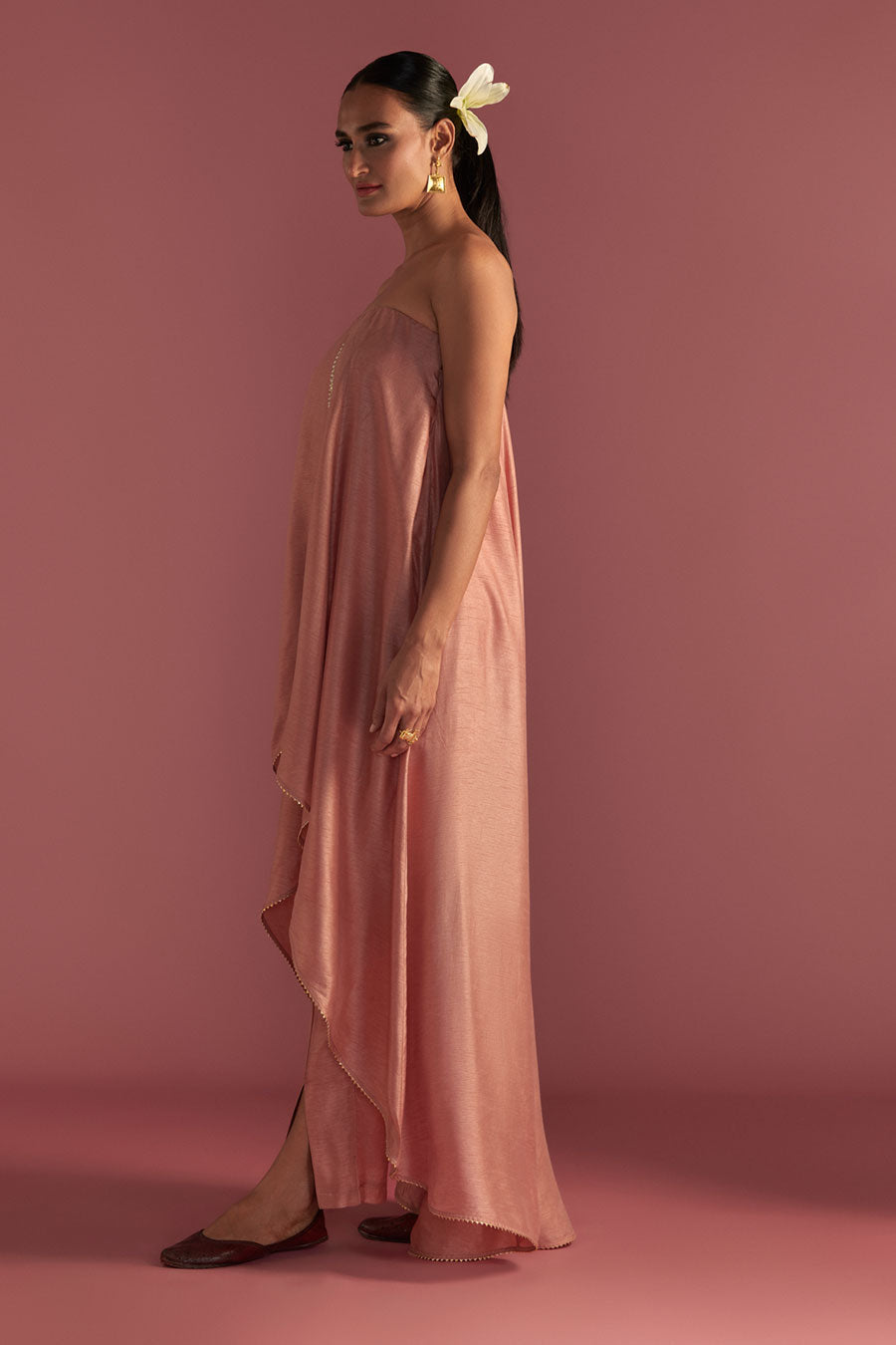 Salmon Pink 'Paan-Patti' Tube Top Co-Ord Set