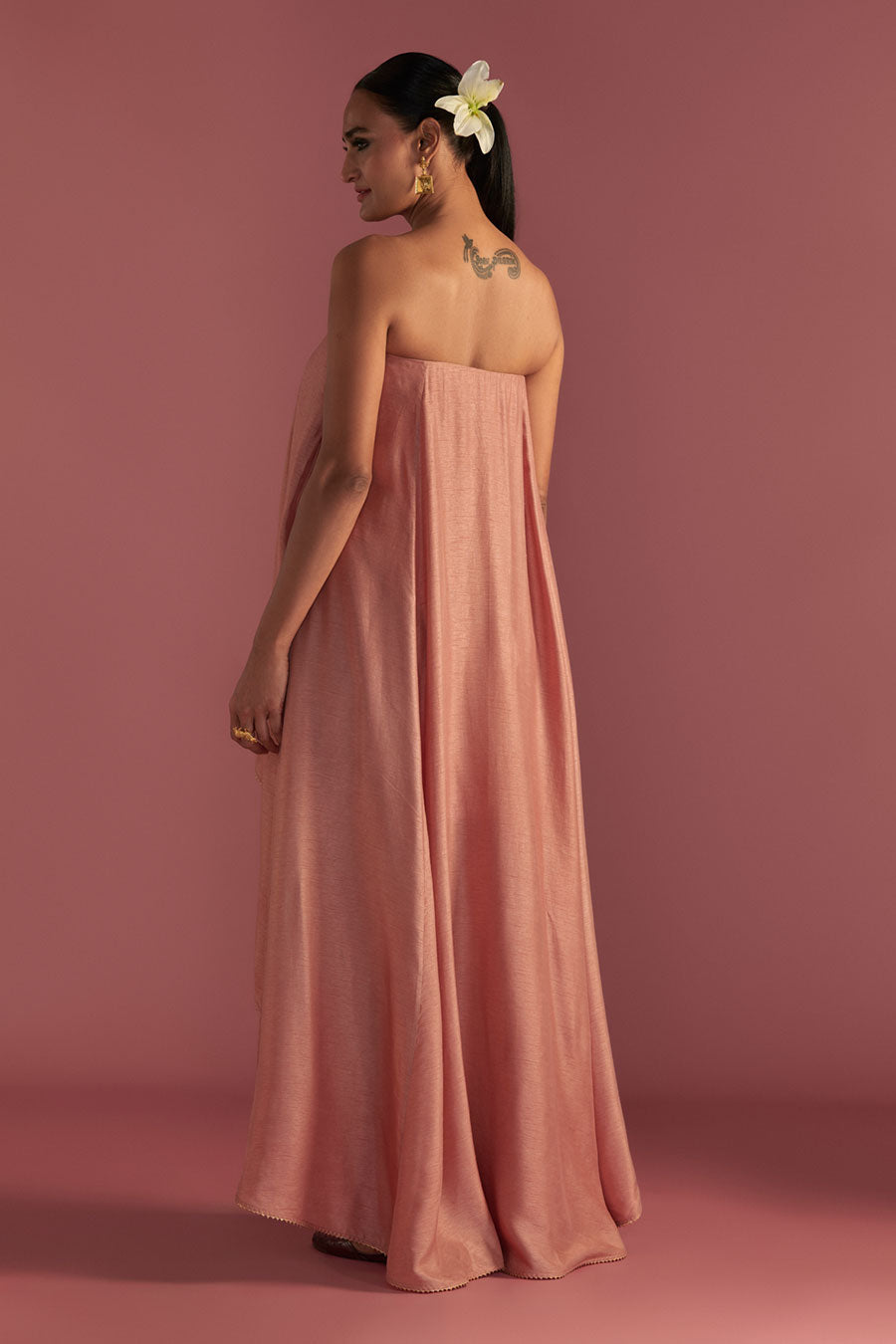 Salmon Pink 'Paan-Patti' Tube Top Co-Ord Set