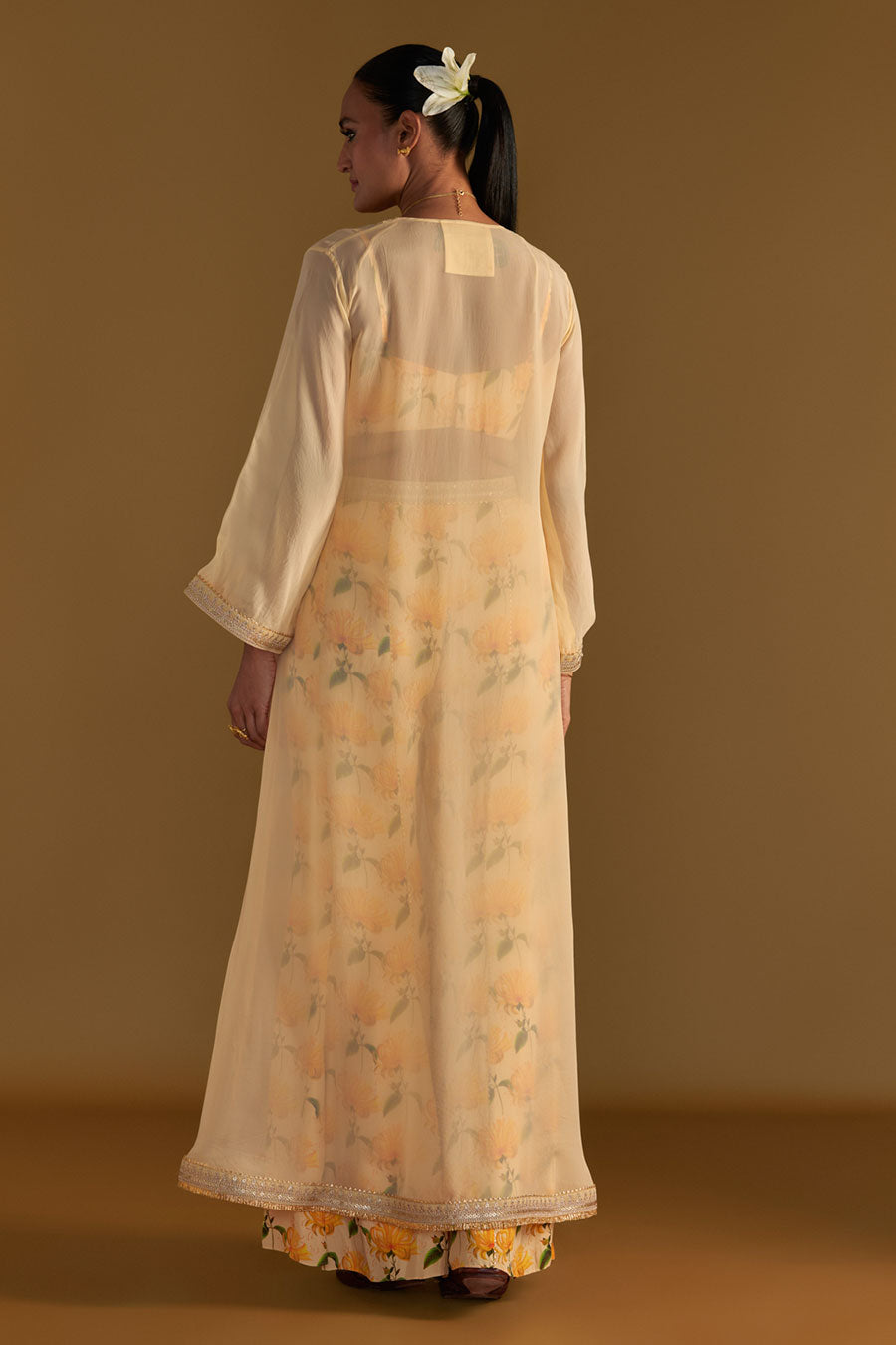 Vanilla Mist Embellished Co-Ord Set With Cape