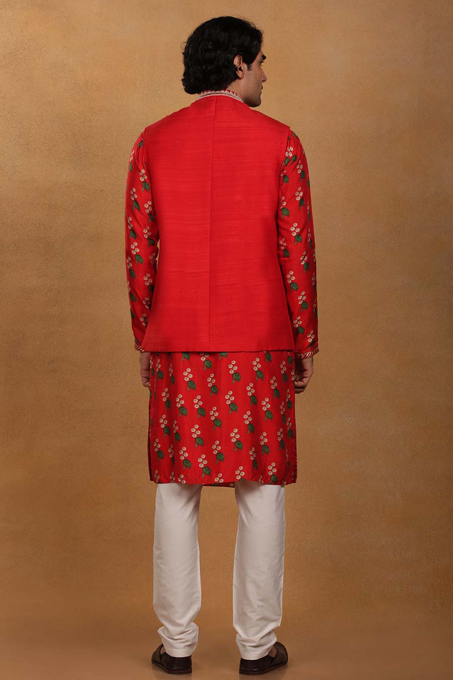 Red Cotton Candy Kurta Set With Jacket