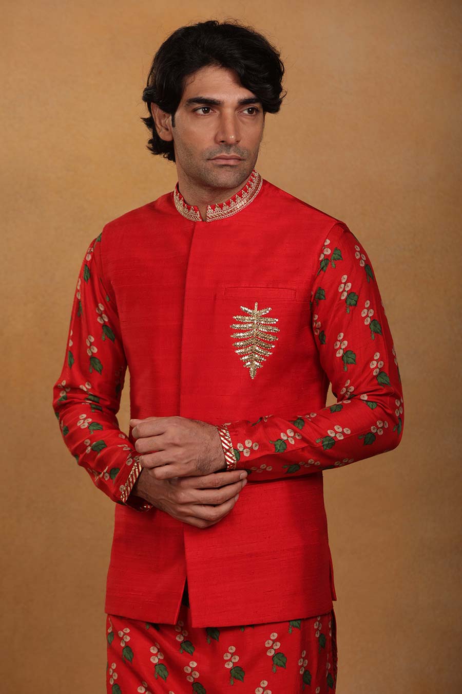 Red Cotton Candy Kurta Set With Jacket