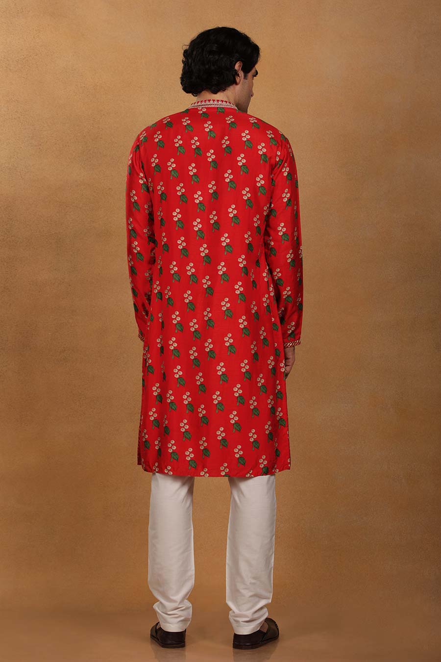 Red Cotton Candy Print Embroidered Kurta