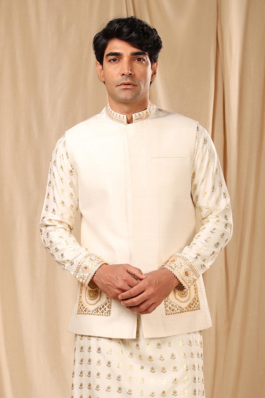 Ivory Hand Embroidered Bandi Jacket