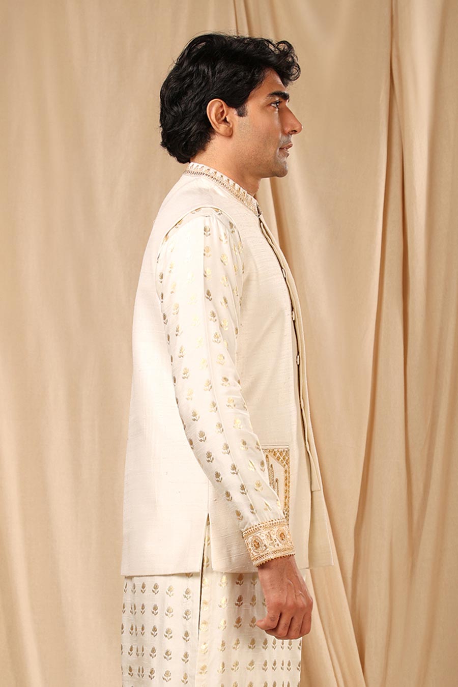 Ivory Hand Embroidered Bandi Jacket