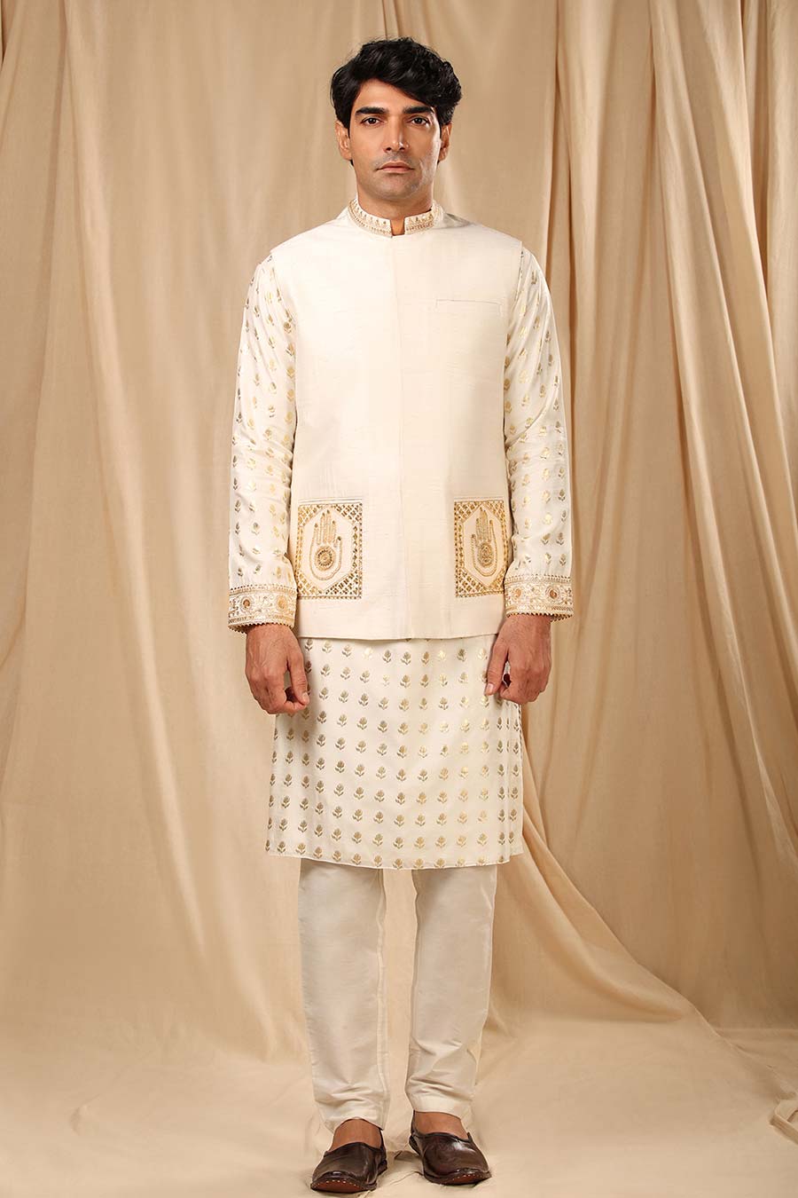Ivory Hand Embroidered Bandi Jacket