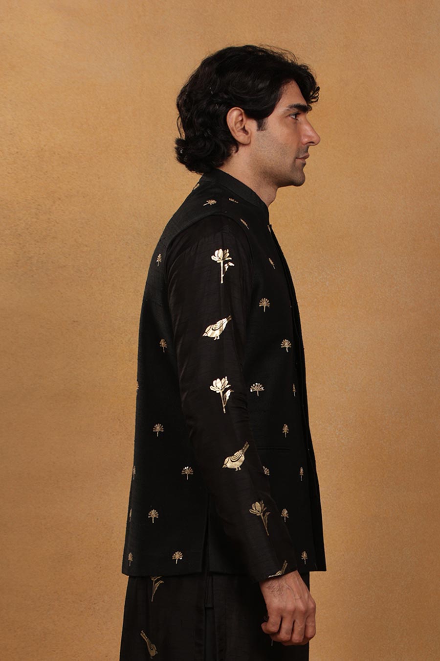 Black Hand Embroidered Bandi Jacket