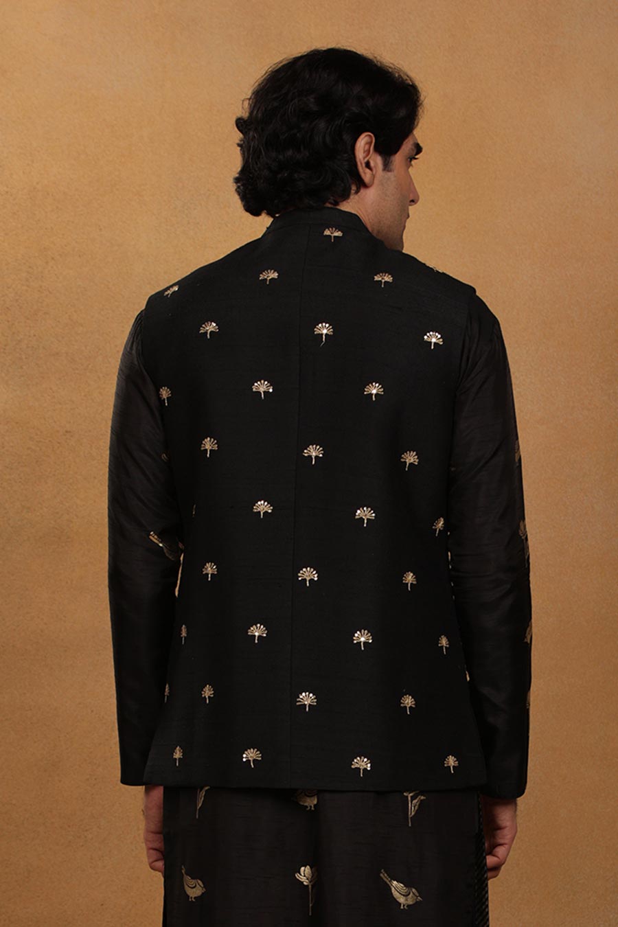 Black Hand Embroidered Bandi Jacket