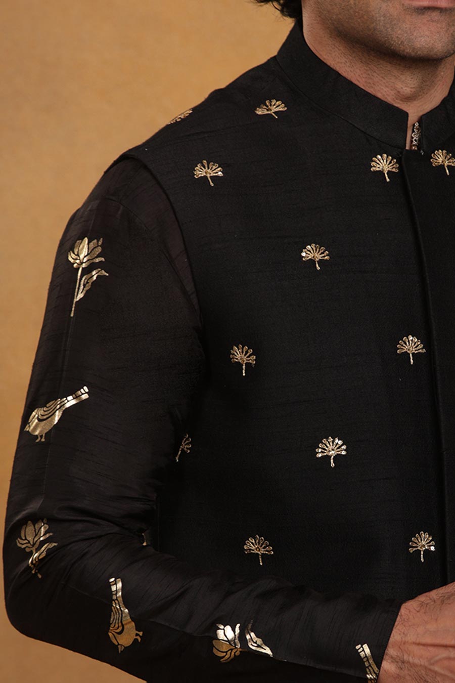 Black Hand Embroidered Bandi Jacket