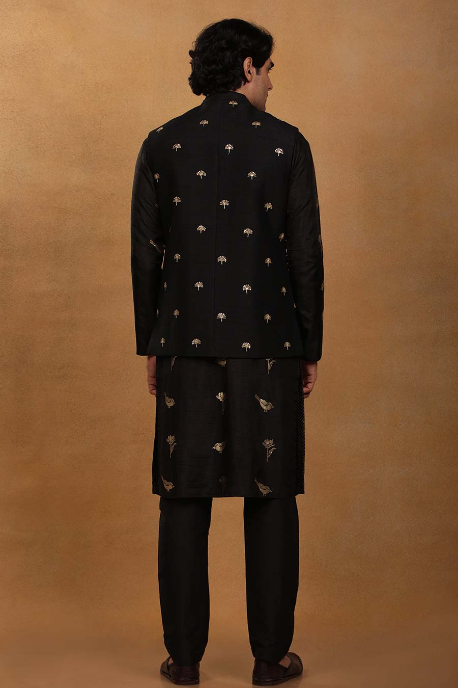 Black Hand Embroidered Bandi Jacket