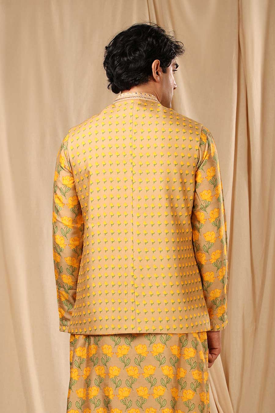 Beige Wallflower Embroidered Bandi Jacket