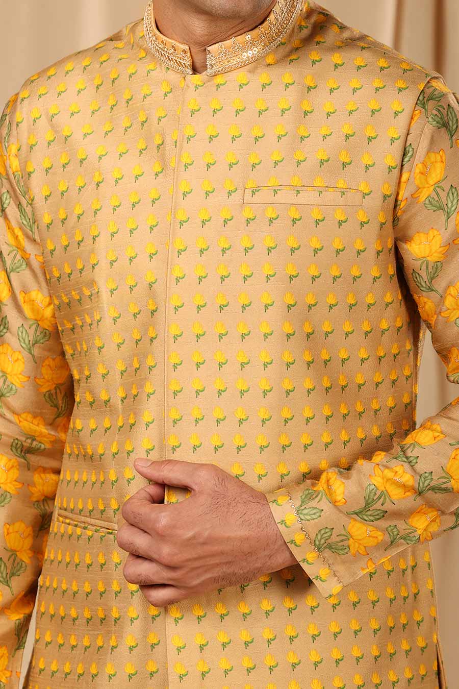 Beige Wallflower Embroidered Bandi Jacket