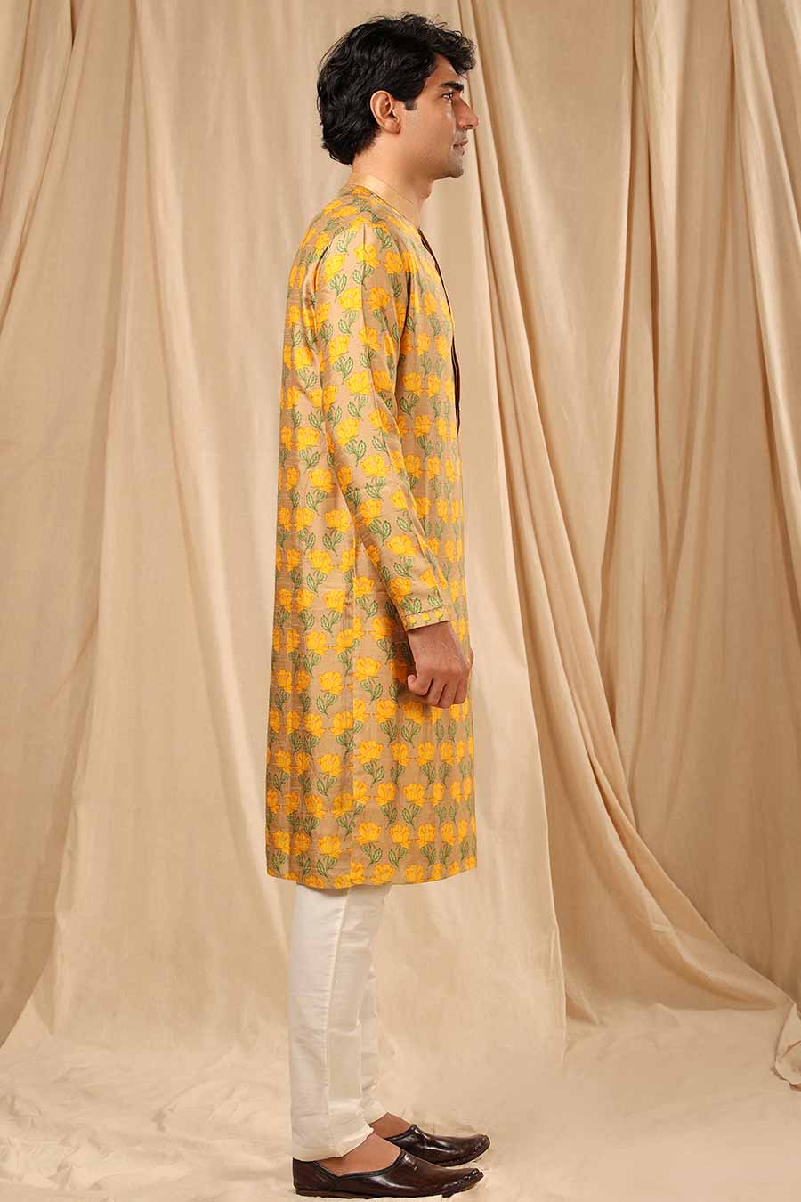 Beige Bloomingdale Print Kurta